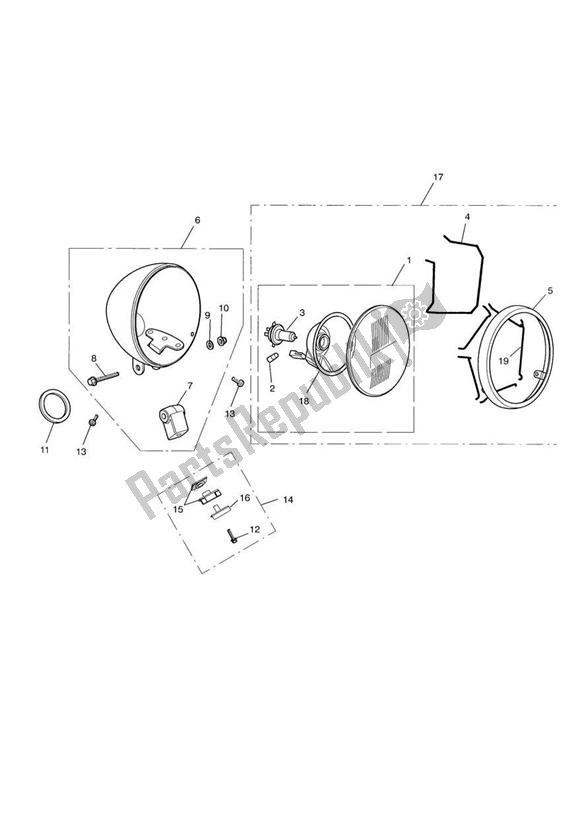 All parts for the Headlight Assembly of the Triumph America Carburettor 790 2002 - 2007